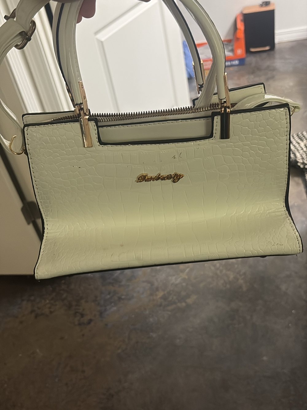 Butter Ivory Croc-Embossed Mini Top-Handle Satchel